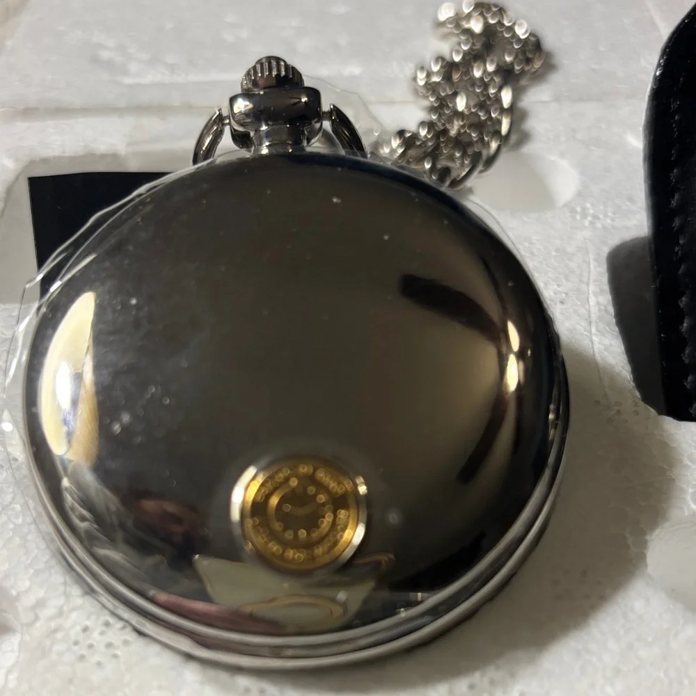 Harley Davidson Pocket Watch - Franklin Mint With Leather Case And Chain